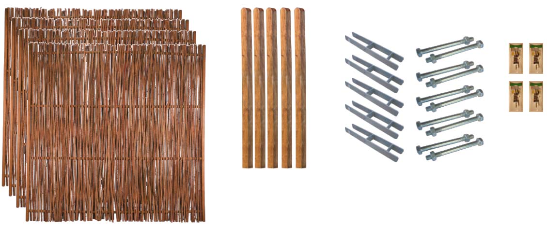 Zaunset PORTLAND 2, 4x Pepe Haselnuss 180/180 aus Kiefer|Nussbaum Farbe braun