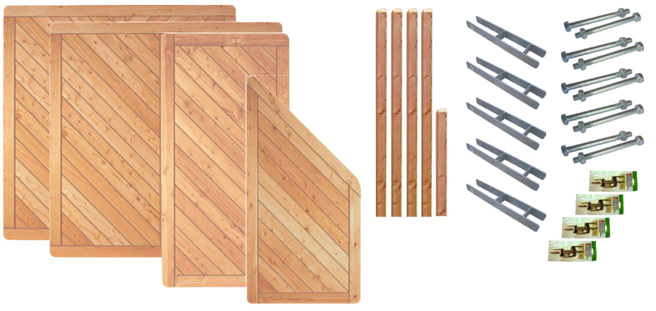 Zaunset SPRINGFIELD 1, 4x Skagen Lärche aus Lärche Farbe natur