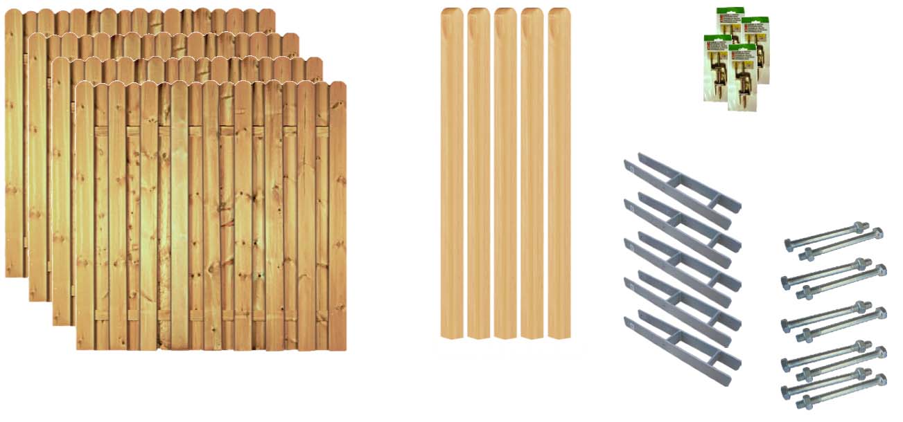 Zaunset LOS ANGELES 2, 4x Lieke gerade 180/180 aus Kiefer|Fichte Farbe kdi