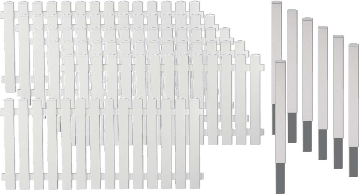 LEXINGTON 4 Zaunset LEXINGTON 4, 6 x Lightline Vorgarten gerade 180/80 aus PVC Kunststoff Farbe weiß