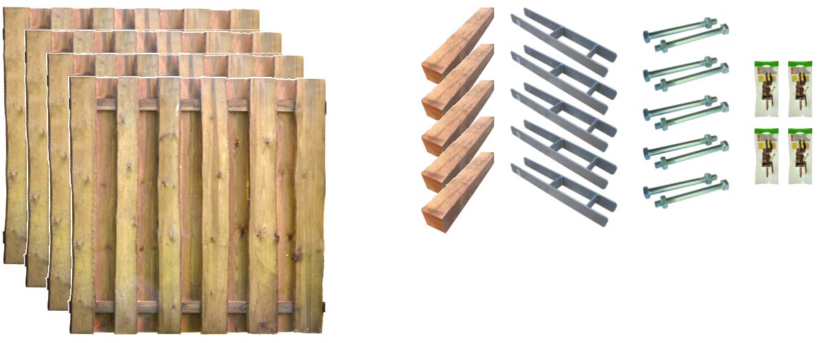 Zaunset SEATTLE 2, 4x Seeland braun 180/180 aus Kiefer|Fichte Farbe kdi